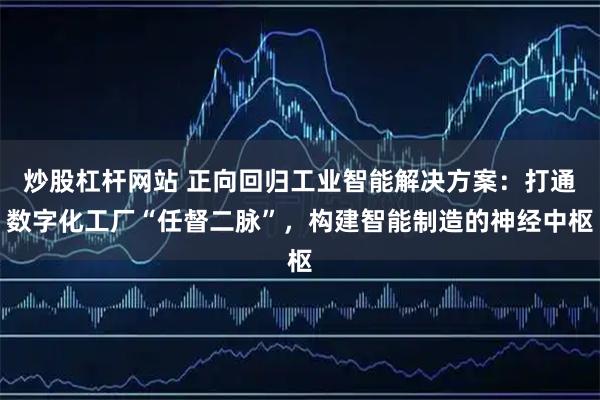 炒股杠杆网站 正向回归工业智能解决方案：打通数字化工厂“任督二脉”，构建智能制造的神经中枢